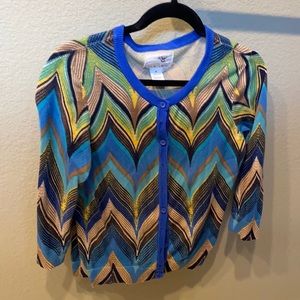 Tabitha Anthropologie chevron blue cardigan M